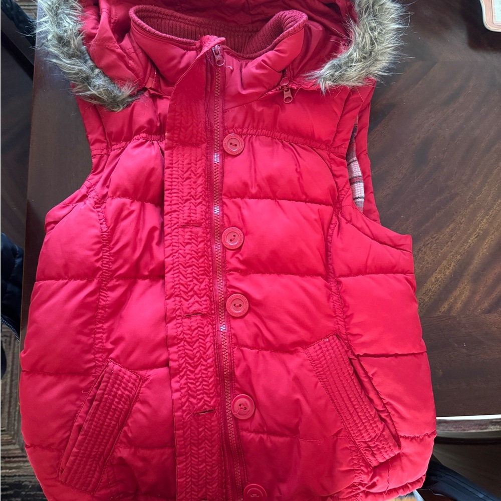Aeropostale Red Plaid Lined Puffer Vest